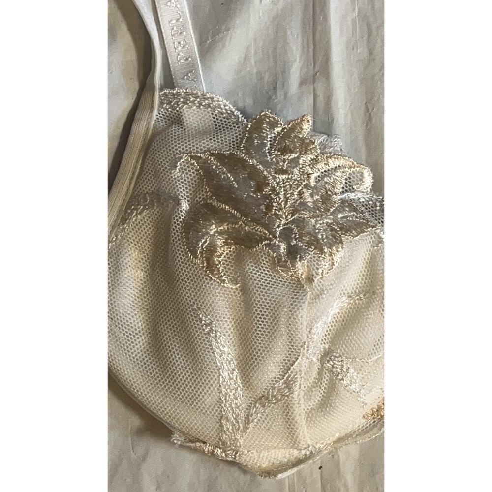 Vintage La Perla Ivory Floral Lace Luxury Italian Underwire Bra Size: 34B NWT - Picture 10 of 13